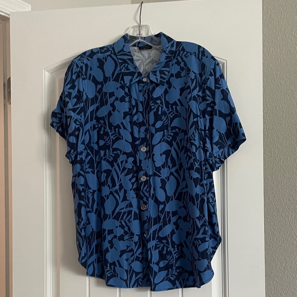 Talbots Blue Floral Button Down Shirt